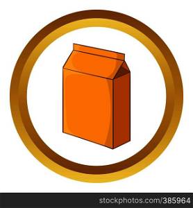 Cardboard packaging vector icon in golden circle, cartoon style isolated on white background. Cardboard packaging vector icon