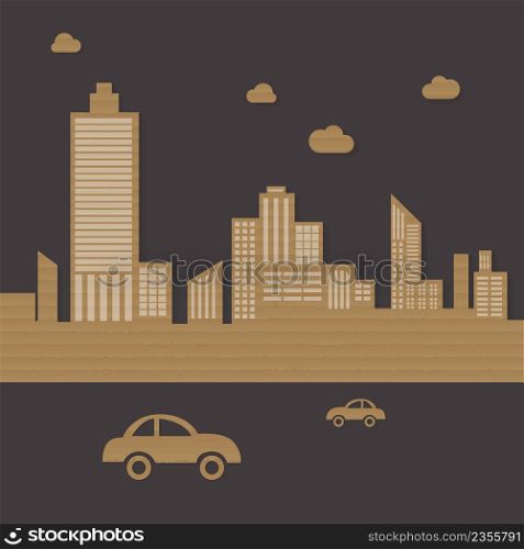 Cardboard urban city background vector