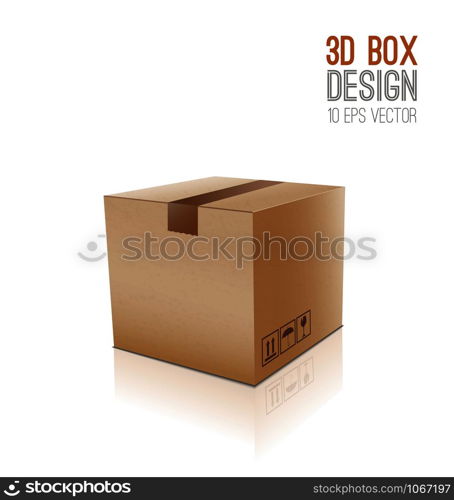 Cardboard vector box.Closed box icon 3d.. Cardboard vector box