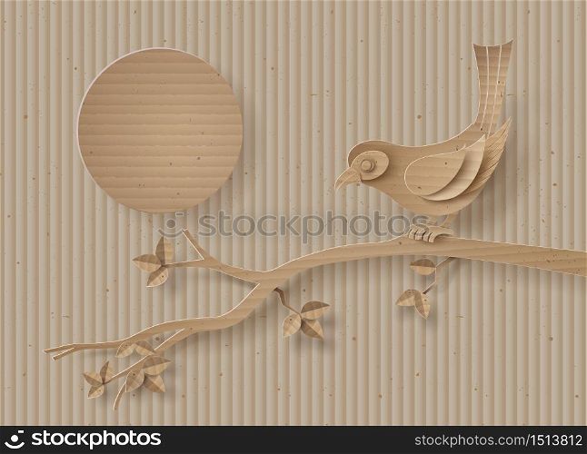 cardboard with Bird perched on a branch of a tree .