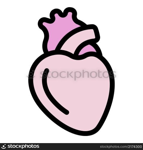 Cardiac human heart icon. Outline cardiac human heart vector icon color flat isolated. Cardiac human heart icon color outline vector