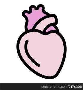 Cardiac human heart icon. Outline cardiac human heart vector icon color flat isolated. Cardiac human heart icon color outline vector