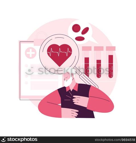 Cardiac patient card abstract concept vector illustration. Medical record, heart attack, cardiovascular surgery, sick patient, blood test, physicians exam, hospital document abstract metaphor.. Cardiac patient card abstract concept vector illustration.