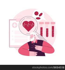 Cardiac patient card abstract concept vector illustration. Medical record, heart attack, cardiovascular surgery, sick patient, blood test, physicians exam, hospital document abstract metaphor.. Cardiac patient card abstract concept vector illustration.