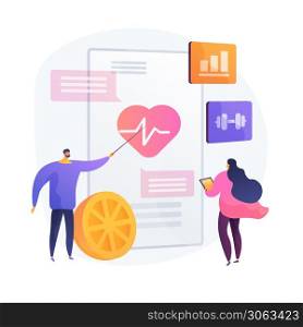 Cardio exercising and healthy lifestyle. Heart disease prevention, healthcare, cardiology. Healthy eating and workout. Health diagnostics. Vector isolated concept metaphor illustration.. Cardio exercising and healthy lifestyle vector concept metaphor.
