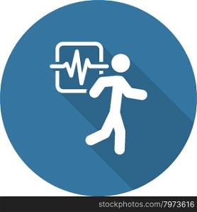 Cardio Workout and Medical Services Icon. Flat Design. Long Shad