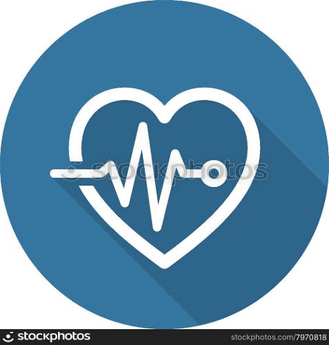Cardiogram and Medical Services Icon. Flat Design. Long Shadow.