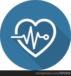 Cardiogram and Medical Services Icon. Flat Design. Long Shadow.