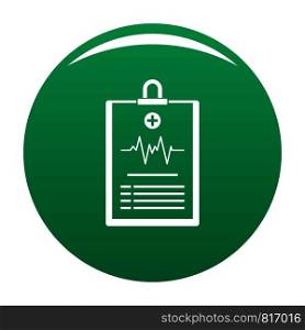 Cardiogram on tablet icon. Simple illustration of cardiogram on tablet vector icon for any design green. Cardiogram on tablet icon vector green