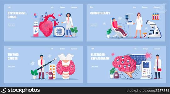 Cardiologist concept vector for medical homepages, websites. Endocrinologist, thyroid cancer. Chemotherapy, chemo procedure and oncologist illustration. Brain with EKG, encephalogram machine. Cardiologist concept vector for medical homepages, websites. Endocrinologist, thyroid cancer. Chemotherapy, chemo procedure and oncologist illustration.
