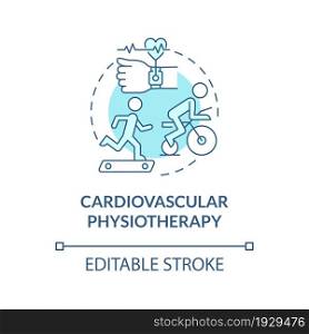 Cardiovascular physiotherapy blue concept icon. Physical exercise for rehabilitation. Fitness abstract idea thin line illustration. Vector isolated outline color drawing. Editable stroke. Cardiovascular physiotherapy blue concept icon