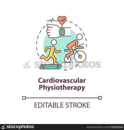Cardiovascular physiotherapy concept icon. Physical exercise for rehabilitation. Fitness abstract idea thin line illustration. Vector isolated outline color drawing. Editable stroke. Cardiovascular physiotherapy concept icon