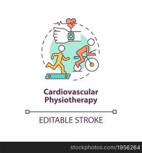 Cardiovascular physiotherapy concept icon. Physical exercise for rehabilitation. Fitness abstract idea thin line illustration. Vector isolated outline color drawing. Editable stroke. Cardiovascular physiotherapy concept icon