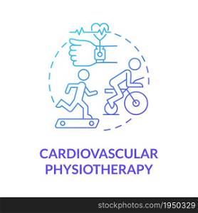Cardiovascular physiotherapy graident blue concept icon. Physical exercise for rehabilitation. Fitness and training abstract idea thin line illustration. Vector isolated outline color drawing. Cardiovascular physiotherapy graident blue concept icon