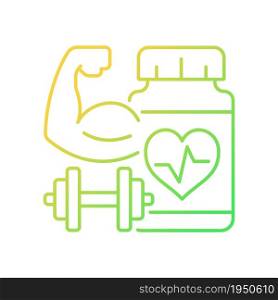 Cardiovascular supplements for athletes gradient linear vector icon. Cardio supplements to boost stamina and endurance. Thin line color symbol. Modern style pictogram. Vector isolated outline drawing. Cardiovascular supplements for athletes gradient linear vector icon