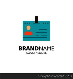 Cards, Business, Contacts, Id, Office, People, Phone Business Logo Template. Flat Color