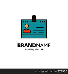 Cards, Business, Contacts, Id, Office, People, Phone Business Logo Template. Flat Color