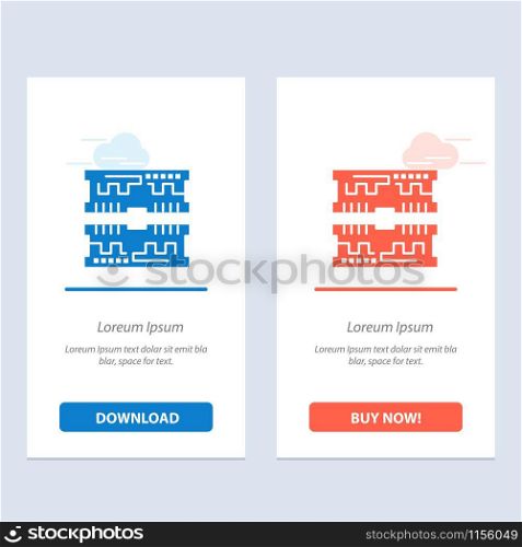 Cards, Component, Computer Blue and Red Download and Buy Now web Widget Card Template