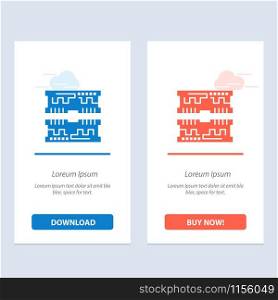 Cards, Component, Computer Blue and Red Download and Buy Now web Widget Card Template
