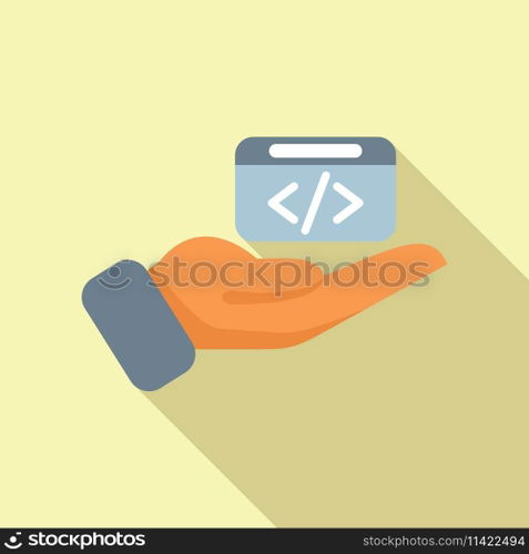 Care api code icon flat vector. Gear hosting server. Internet cloud data. Care api code icon flat vector. Gear hosting server