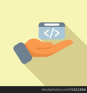 Care api code icon flat vector. Gear hosting server. Internet cloud data. Care api code icon flat vector. Gear hosting server