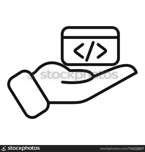 Care api code icon outline vector. Gear hosting server. Internet cloud data. Care api code icon outline vector. Gear hosting server