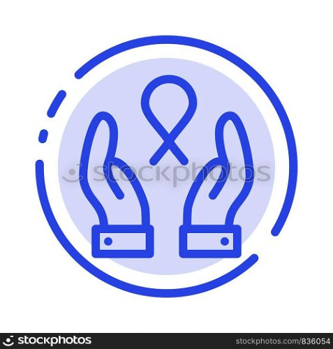 Care, Breast Cancer, Ribbon, Woman Blue Dotted Line Line Icon
