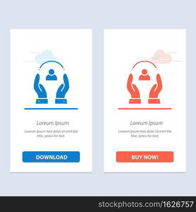 Care, Caring, Human, People, Protection  Blue and Red Download and Buy Now web Widget Card Template