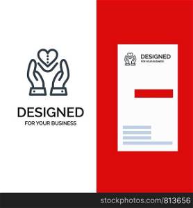 Care, Compassion, Feelings, Heart, Love Grey Logo Design and Business Card Template