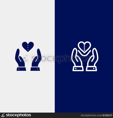 Care, Compassion, Feelings, Heart, Love Line and Glyph Solid icon Blue banner Line and Glyph Solid icon Blue banner