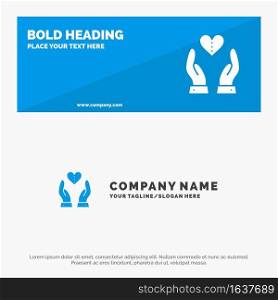 Care, Compassion, Feelings, Heart, Love SOlid Icon Website Banner and Business Logo Template