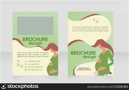 Care during pregnancy blank brochure design. Template set with copy space for text. Premade corporate reports collection. Editable 2 paper pages. Rounded Mplus 1c Bold Bold, Nunito Light fonts used. Care during pregnancy blank brochure design