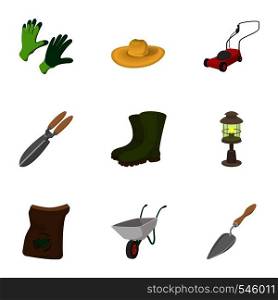 Care garden icons set. Cartoon illustration of 9 care garden vector icons for web. Care garden icons set, cartoon style