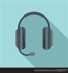 Care headset icon flat vector. Gamer microphone. Call support. Care headset icon flat vector. Gamer microphone