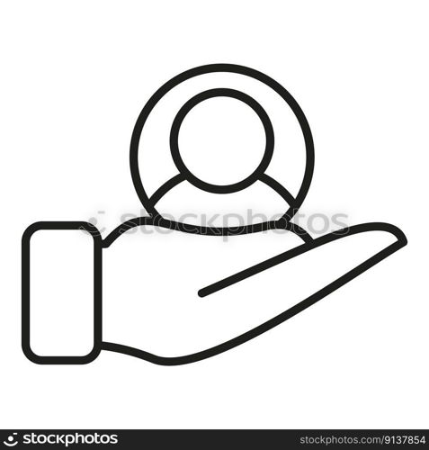 Care man icon outline vector. Business security. Injury damage. Care man icon outline vector. Business security