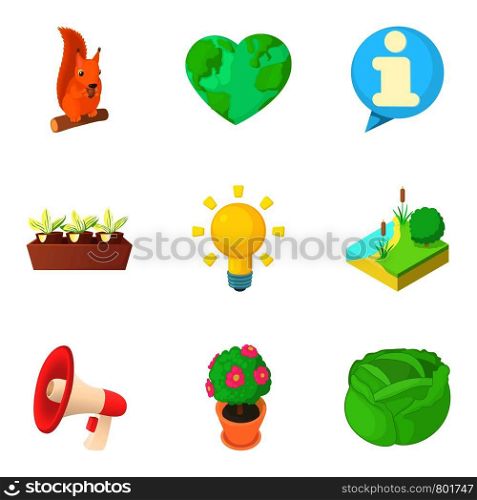 Care of the planet icons set. Cartoon set of 9 care of the planet vector icons for web isolated on white background. Care of the planet icons set, cartoon style