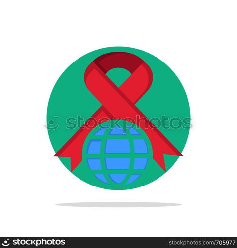 Care, Ribbon, Globe, World Abstract Circle Background Flat color Icon