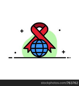 Care, Ribbon, Globe, World Business Logo Template. Flat Color