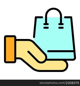 Care shop home delivery icon. Outline care shop home delivery vector icon color flat isolated. Care shop home delivery icon color outline vector