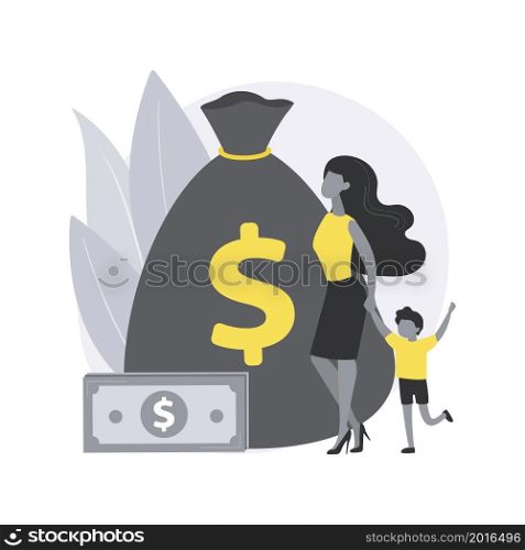 Care tax credit abstract concept vector illustration. Family support, low income, tax year, child care expense deduction, online application, bank account and bill payment abstract metaphor.. Care tax credit abstract concept vector illustration.