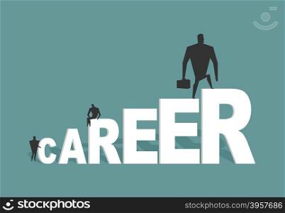 Career. Achieve improve on job. Businessman goes to spell. Winner in work. successful promotion in official, social, scientific and other activities&#xA;