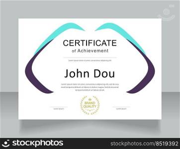 Career achievement certificate design template. Vector diploma with customized copyspace and borders. Printable document for awards and recognition. Calibri Regular, Arial, Myriad Pro fonts used. Career achievement certificate design template