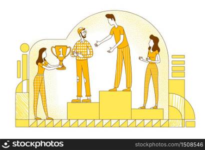 Career achievement flat silhouette vector illustration. Executive manager and workers character on white background. Rewarding best employee, career promotion, professional growth simple style drawing