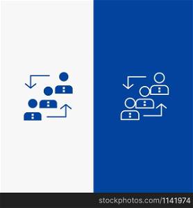 Career, Advancement, Employee, Ladder, Promotion, Staff, Work Line and Glyph Solid icon Blue banner Line and Glyph Solid icon Blue banner