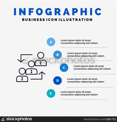 Career, Advancement, Employee, Ladder, Promotion, Staff, Work Line icon with 5 steps presentation infographics Background