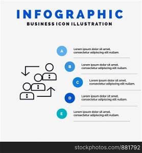 Career, Advancement, Employee, Ladder, Promotion, Staff, Work Line icon with 5 steps presentation infographics Background