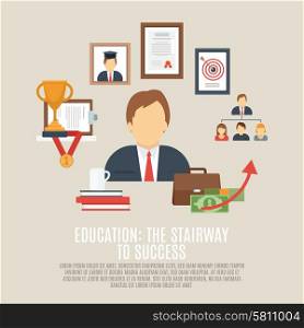 Career concept with success and promotion elements flat set vector illustration. Career Flat Set