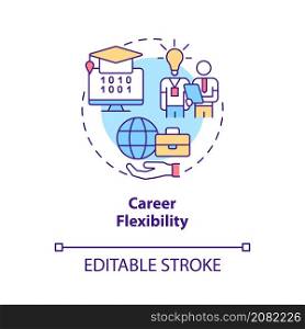 Career flexibility concept icon. Job in programming field. Coding abstract idea thin line illustration. Isolated outline drawing. Editable stroke. Roboto-Medium, Myriad Pro-Bold fonts used. Career flexibility concept icon