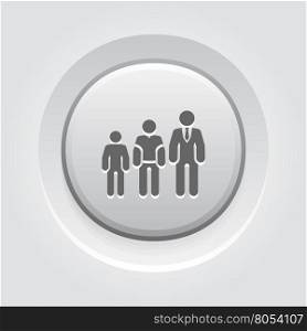 Career Growth Icon. Grey Button Design.. Career Growth Icon. Grey Button Design. Growing Silhouettes of People. Isolated Illustration. App Symbol or UI element.