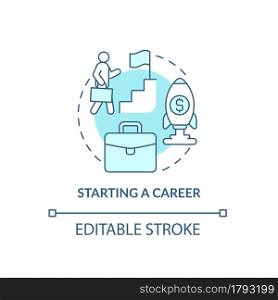 Career-ladder concept icon. Professional realisation. Finance stability. Starting a job abstract idea thin line illustration. Vector isolated outline color drawing. Editable stroke. Career-ladder concept icon